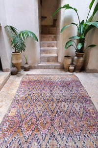 Beni M'guild purple taupe vintage moroccan rug handmade