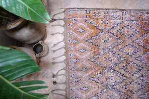 Beni M'guild purple neutral vintage moroccan rug handmade