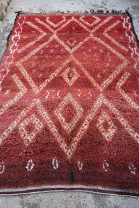 Large authentic Boujad Moroccan rug red with white patterns