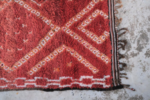 Large authentic Boujad Moroccan rug red with white patterns