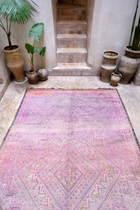 Large handmade Beni M'guild purple lavender vintage moroccan rug