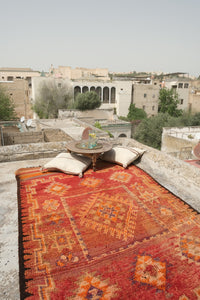 Soft red authentic vintage Rehamna Moroccan rug